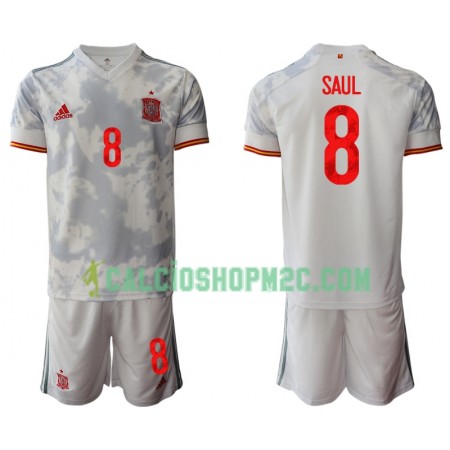 Spagna Saul Niguez 8 Bambino Maglia Trasferta Euro 2020 Manica Corta (+ Pantaloncini)